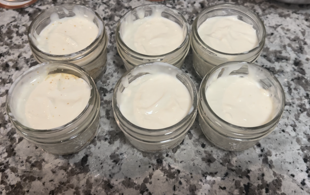 Jars with cream cheese mixture